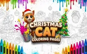 Christmas Cat Coloring Pages